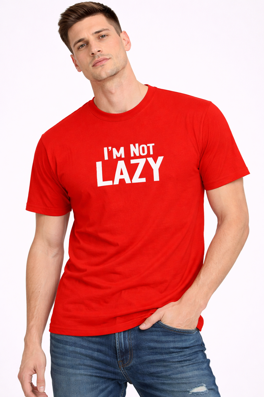 Red Lazy Oversized Tees