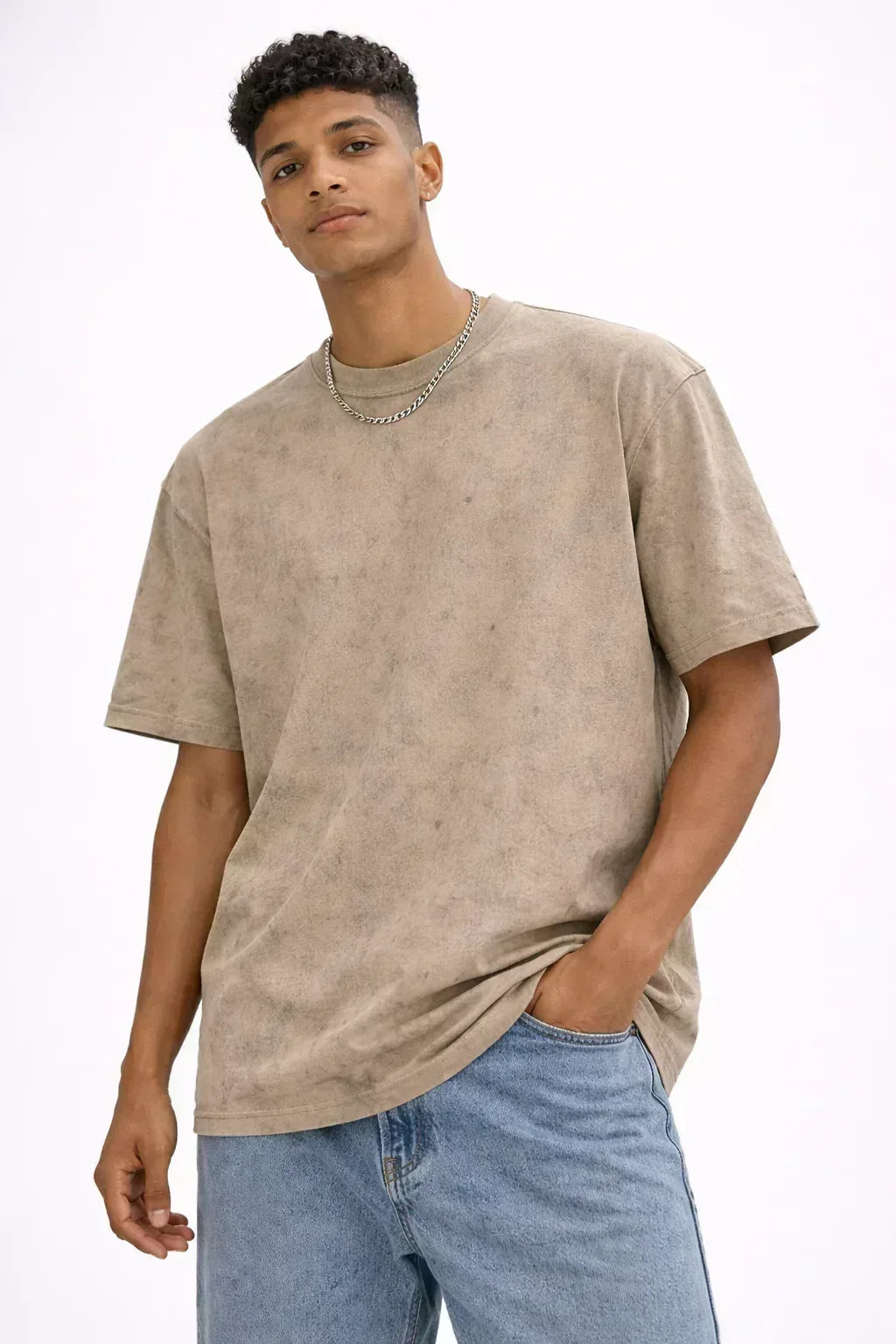 Acid Wash Oversized Tee Cream