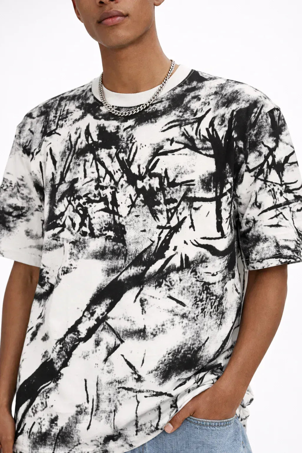 Acid Wash Oversized Tee White