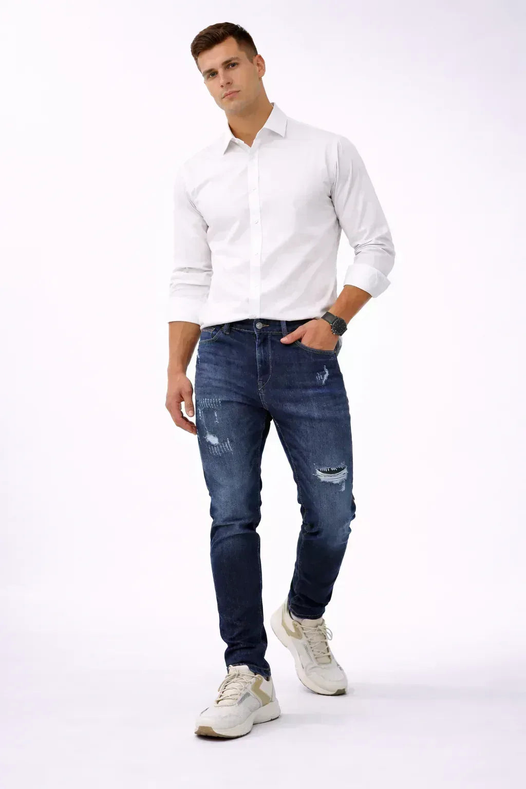 BlackWash Ripped Straight Denim