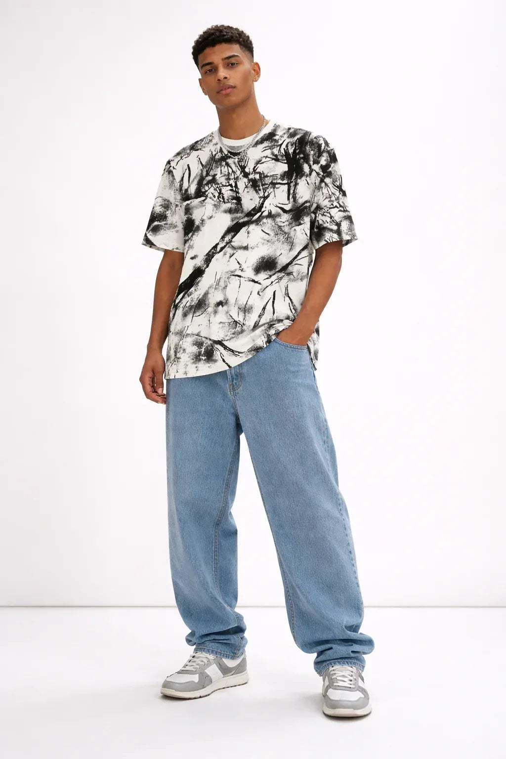 Acid Wash Oversized Tee White