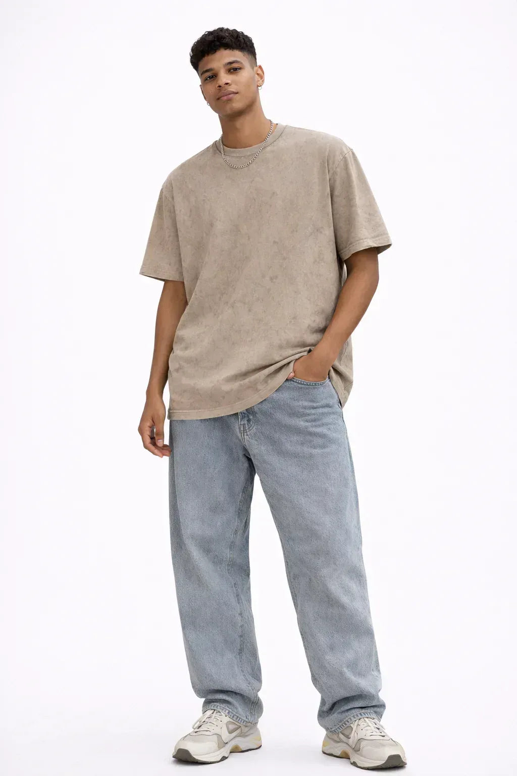 Acid Wash Oversized Tee Cream