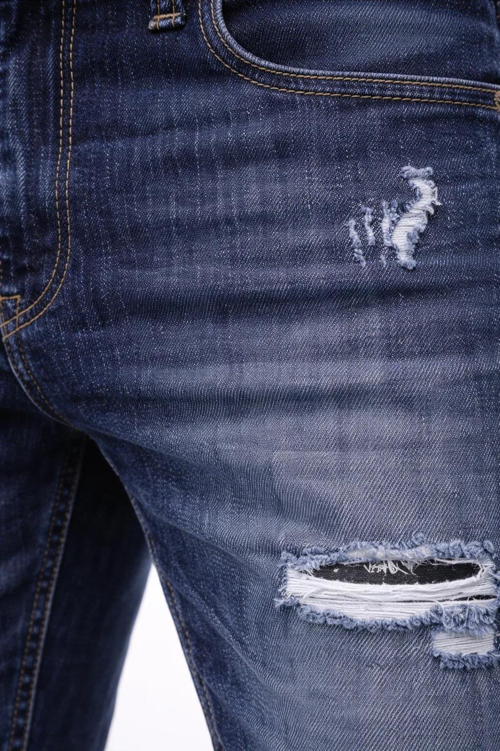 BlackWash Ripped Straight Denim