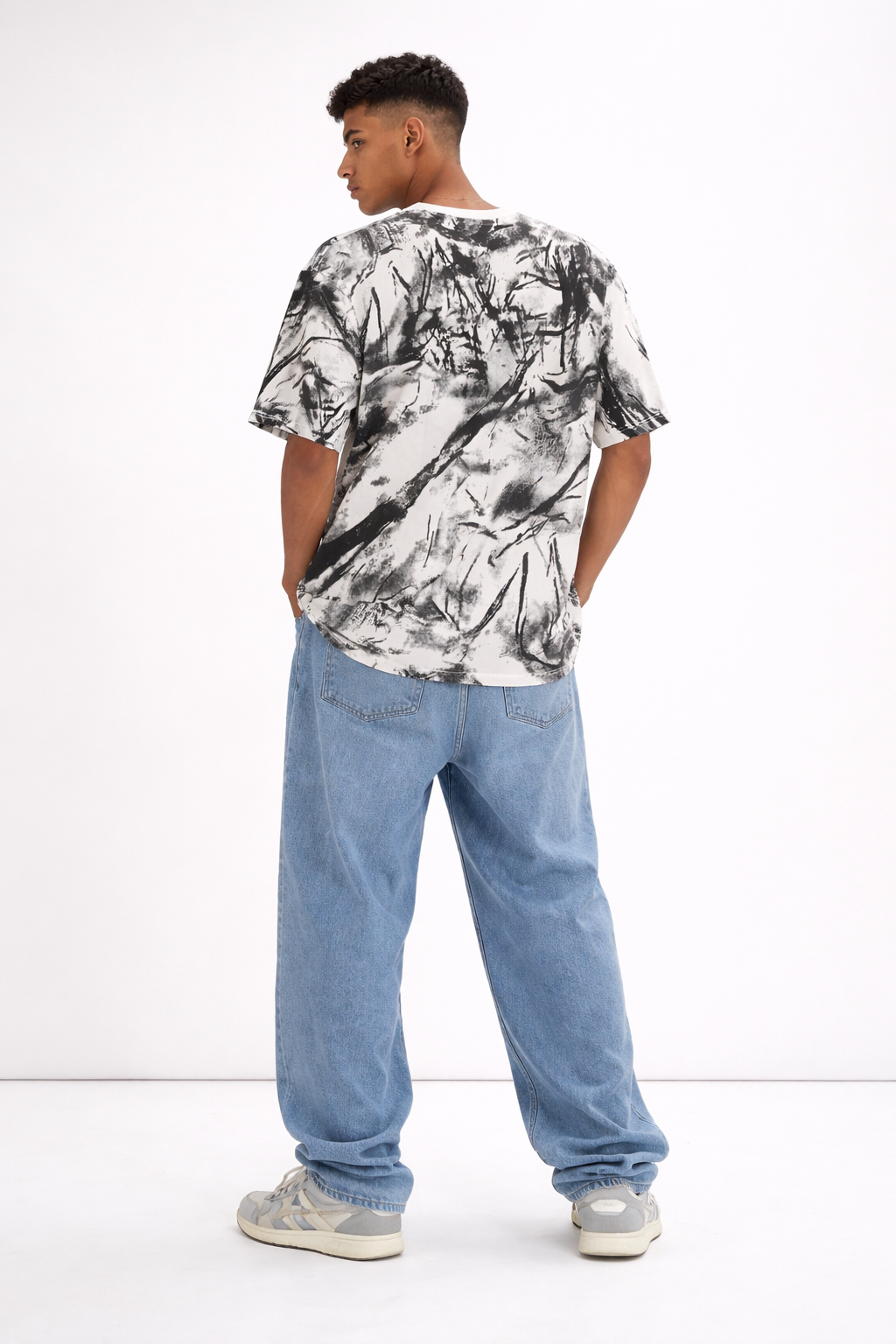 Acid Wash Oversized Tee White